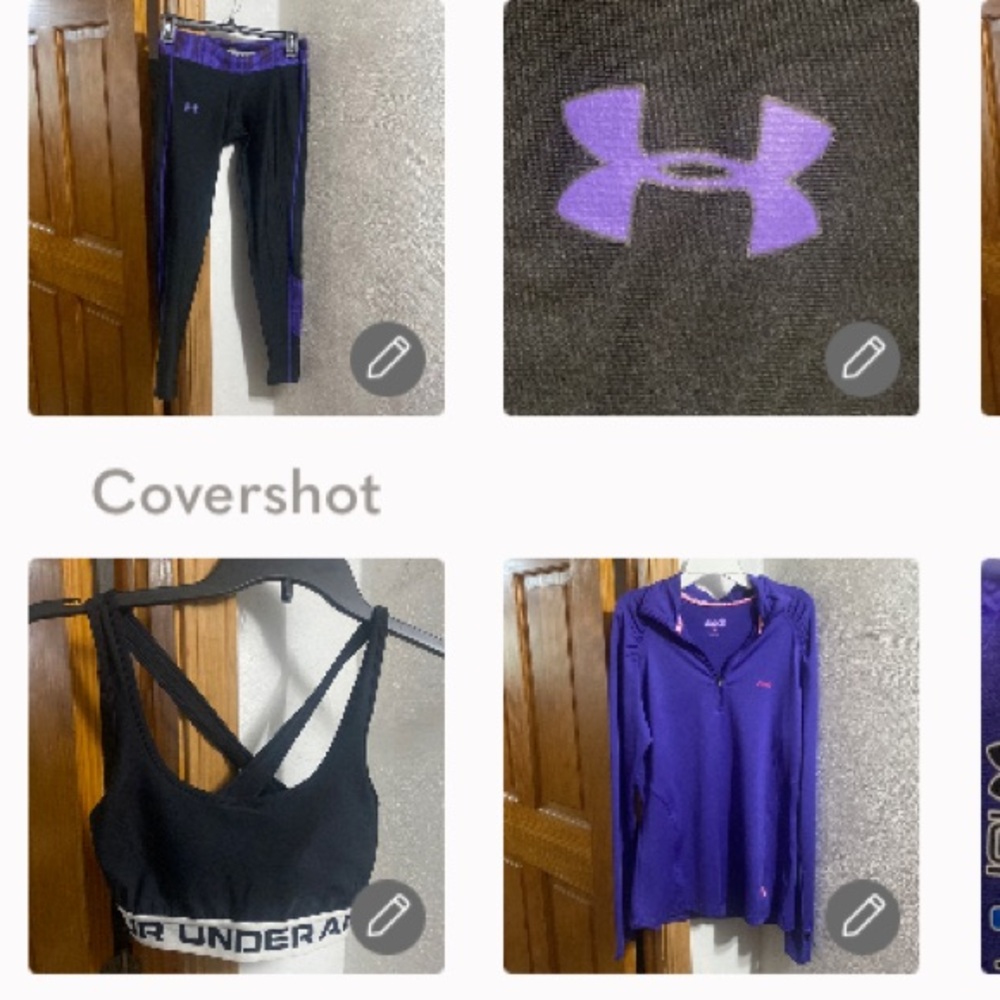 Under Armour roll down logo Pant M+UA Padded Bra szM+ Ryka zip neck top L